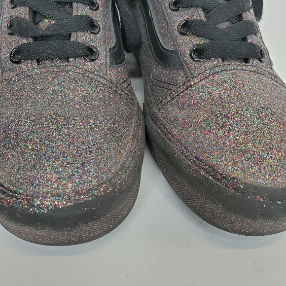 VANS Authentic Rainbow Glitter Black Sparkle Low Top Skate Shoes W 7.5/M 6 - Picture 3 of 11